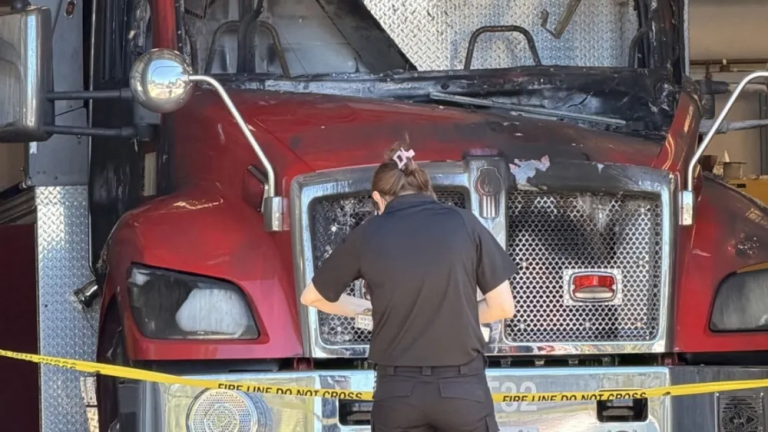 California arson investigation after fire destroys water tender at firehouse